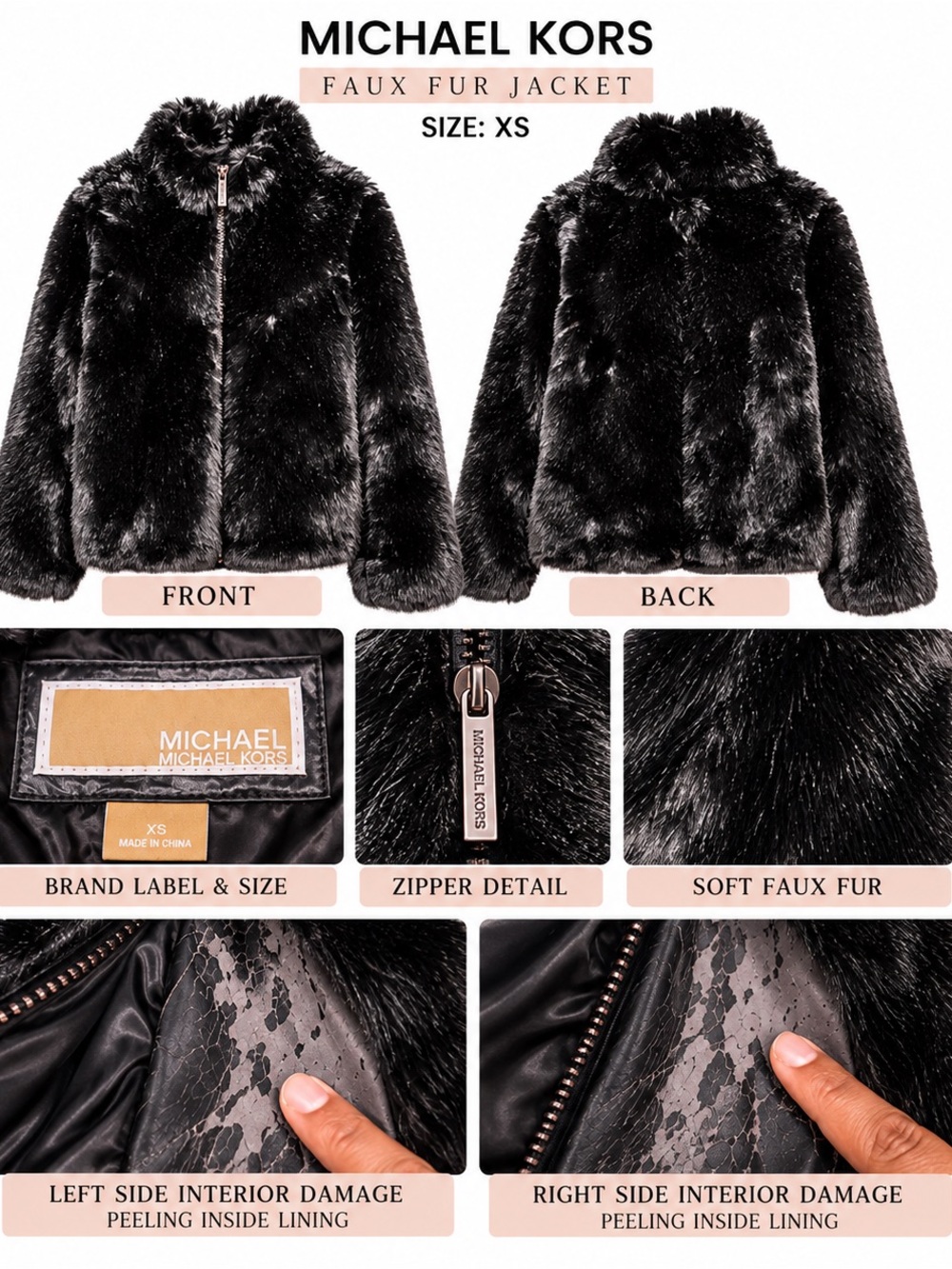 Michael Kors Black Faux Fur Teddy Jacket